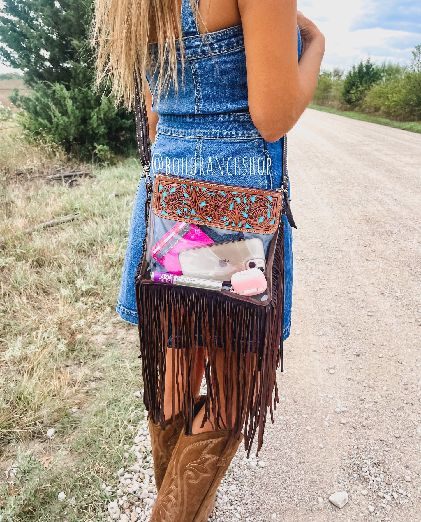Hand Tooled Clear Crossbody
