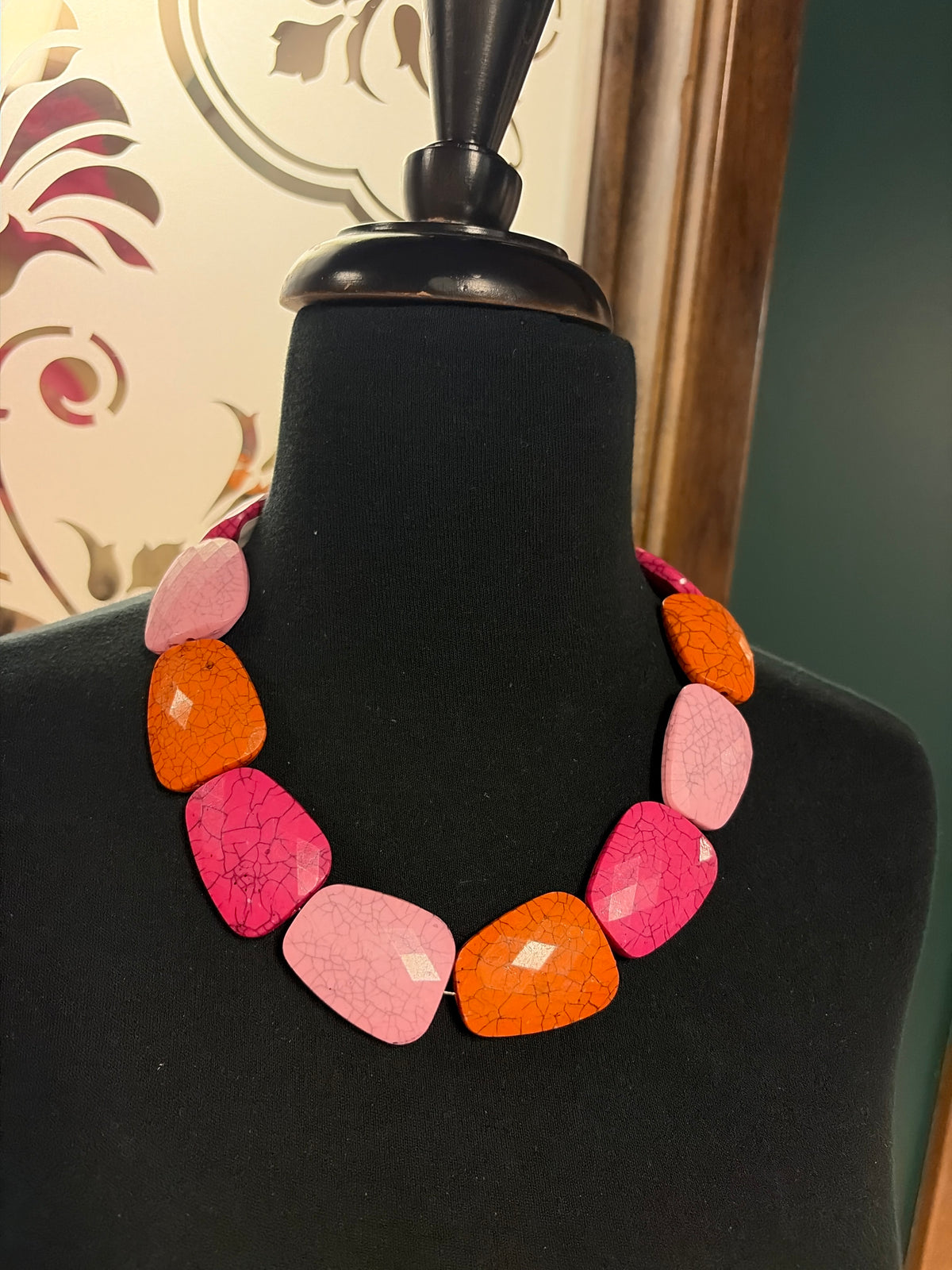 Pink and Orange Chunky Necklace