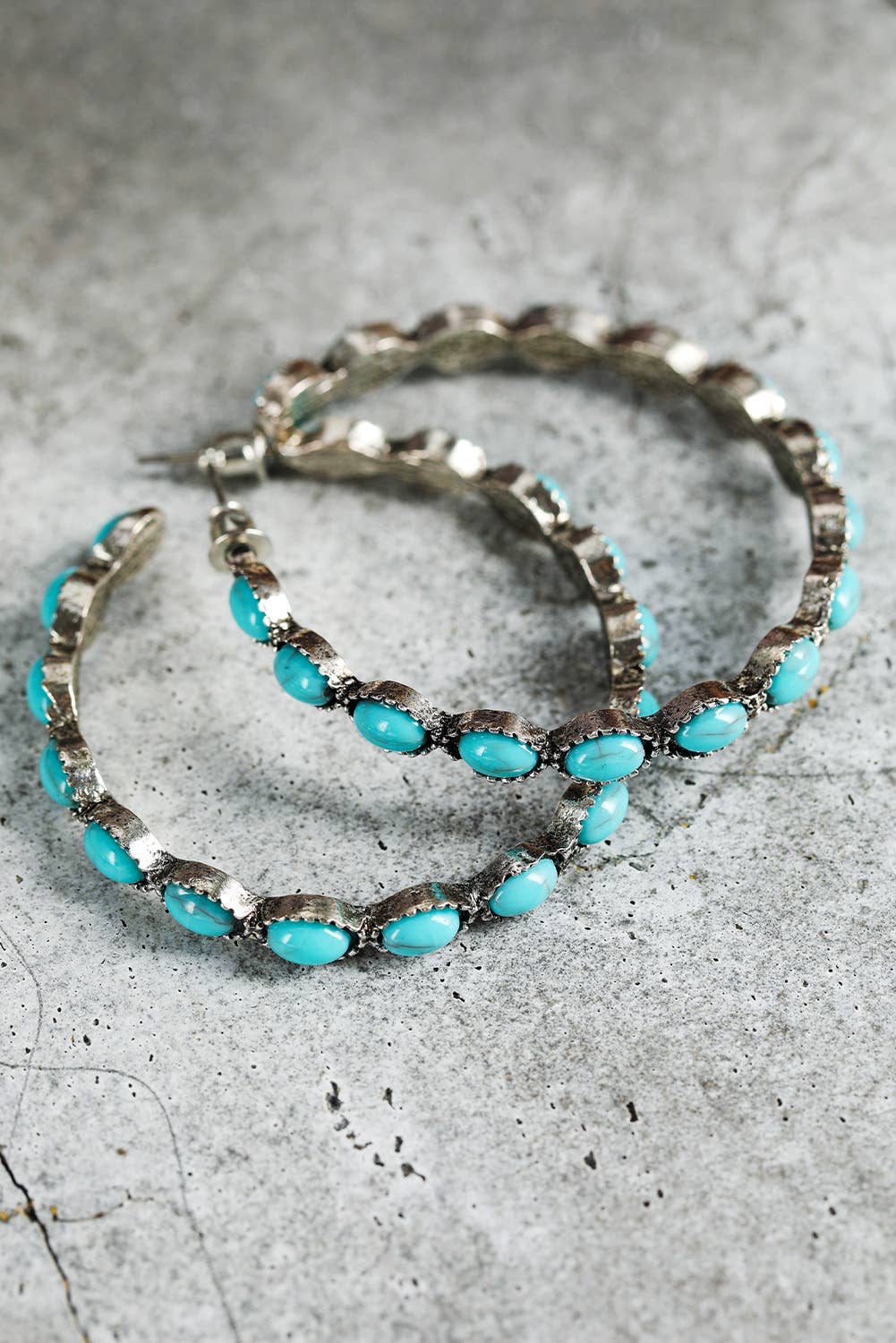 Retro C-shape earrings with LDC gem inlay from Little Daisy Closet, featuring a vintage-inspired jewelry design.