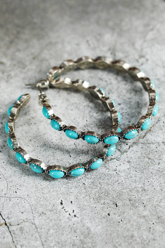 Retro C-shape earrings with LDC gem inlay from Little Daisy Closet, featuring a vintage-inspired jewelry design.