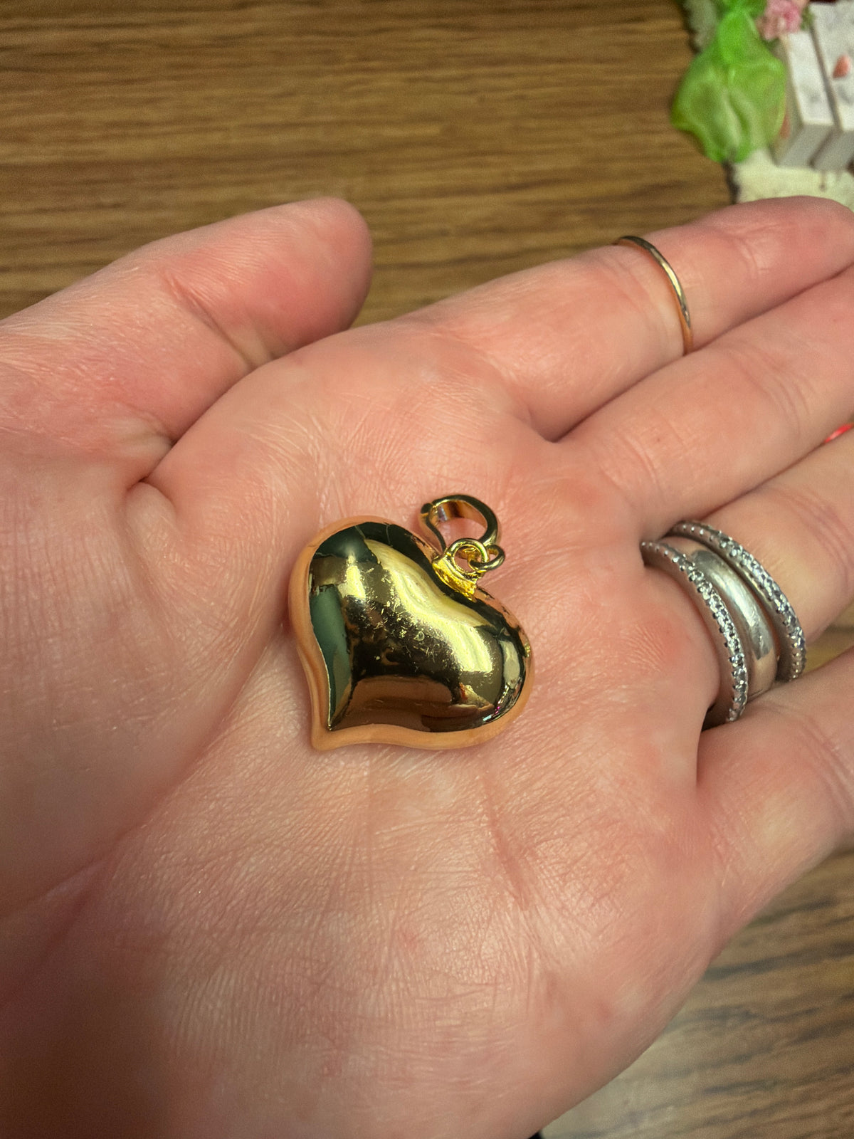 Gold Bubble Heart Charm