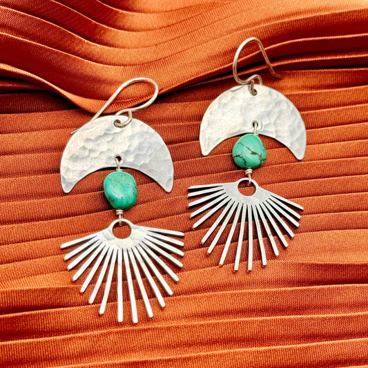 Fluff Hardware Solstice Earrings featuring modern, geometric design with silver-tone metal and intricate detailing.