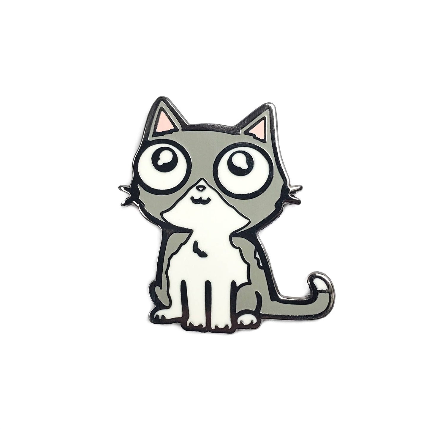 Gray Kolorspun Pins cat-shaped golf ball marker with detailed design for marking golf balls on the course.