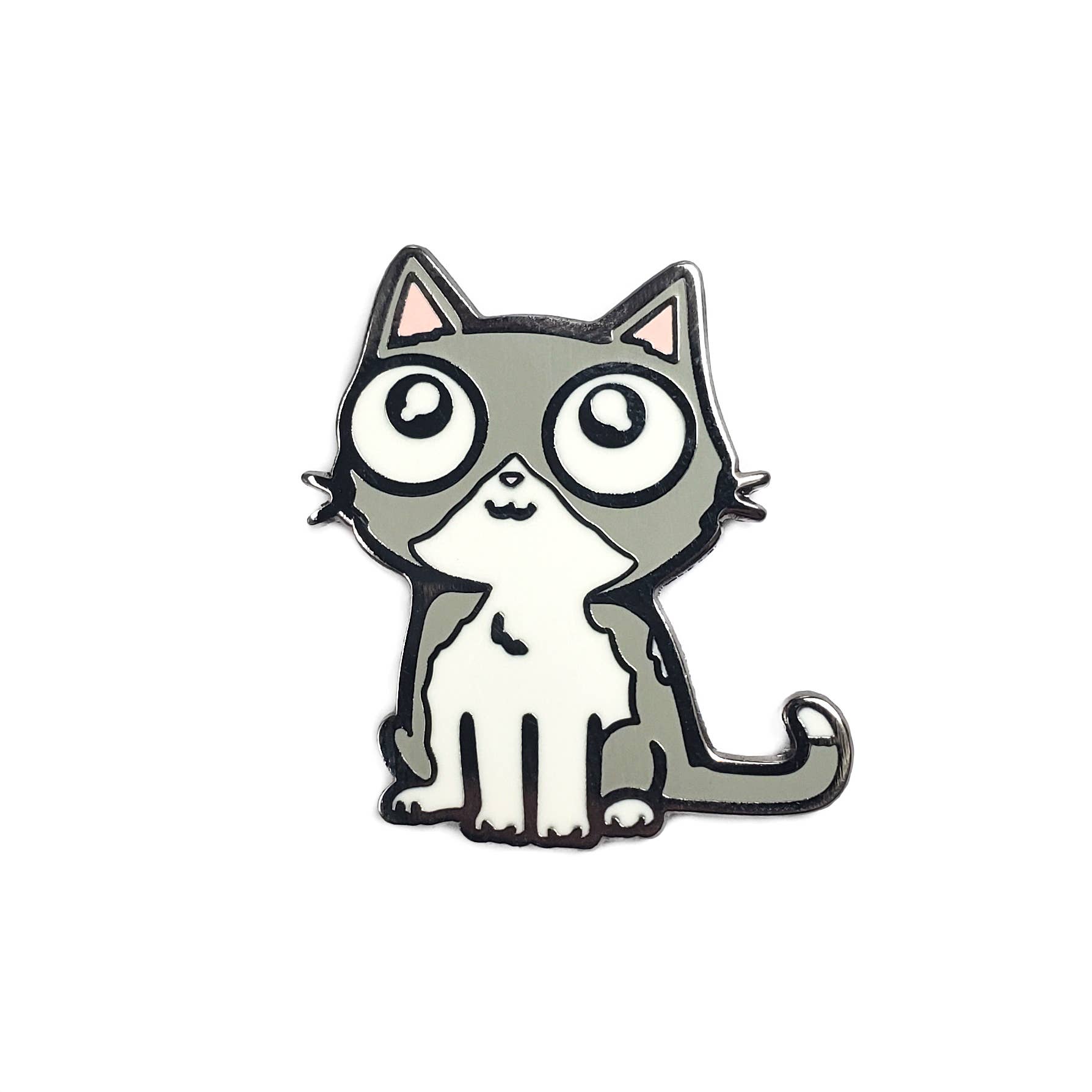 Gray Kolorspun Pins cat-shaped golf ball marker with detailed design for marking golf balls on the course.