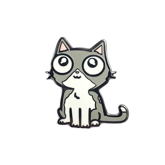Gray Kolorspun Pins cat-shaped golf ball marker with detailed design for marking golf balls on the course.
