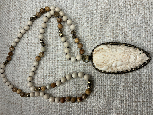 Beaded Buffalo Talisman Necklace with colorful beads and detailed buffalo pendant, crafted by American Unique Group.