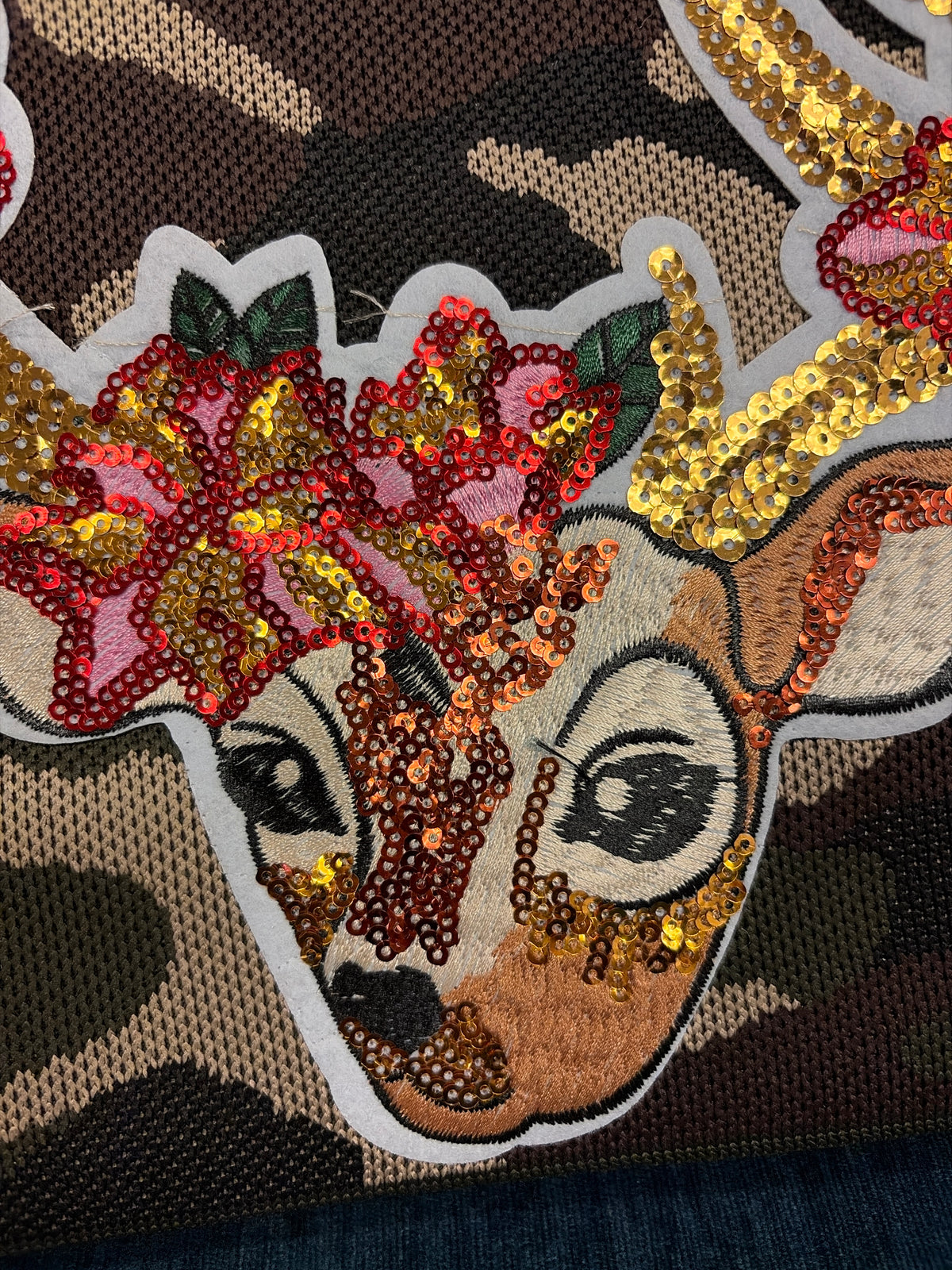 Buck on Camo Bag
