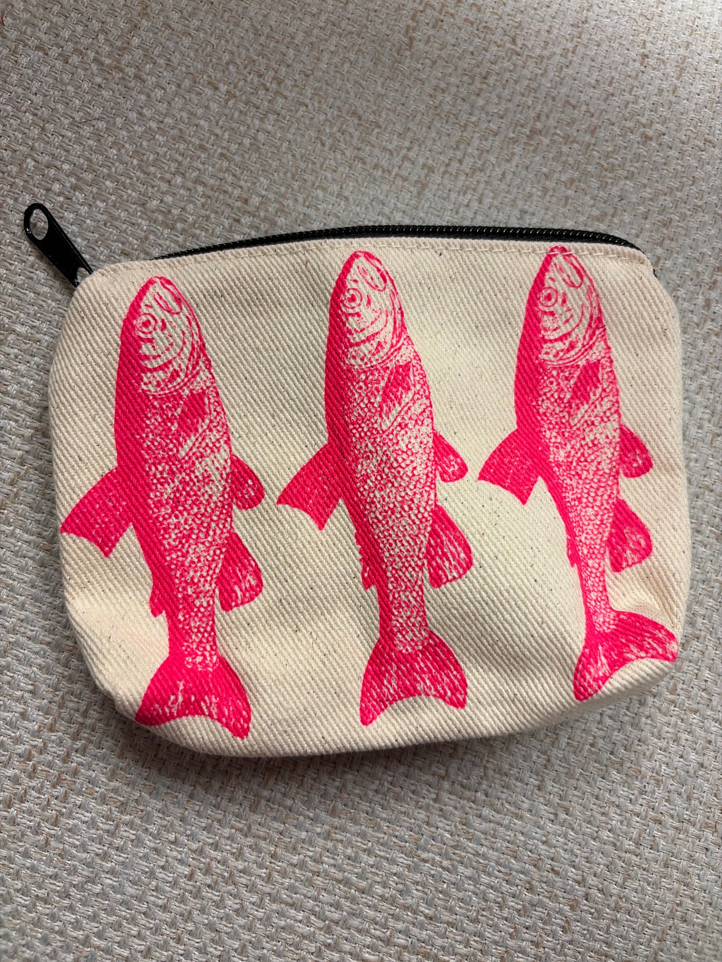 Rubyzaar canvas zip pouch bag with a compact rectangular design and a metal zipper closure.