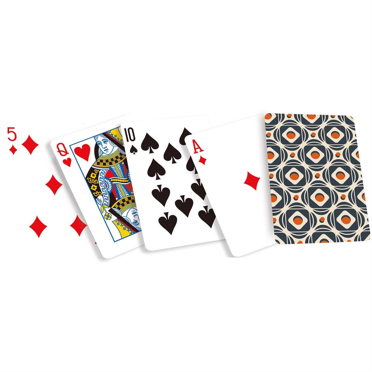 Retro Tile Playing Cards by Questionables featuring colorful, vintage-inspired artistic card designs laid out on a surface.