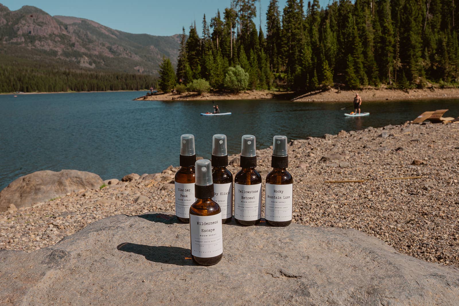 Hyalite & Co Montana Homestead room spray bottle with a sleek label, ready to freshen indoor spaces with natural fragrance.
