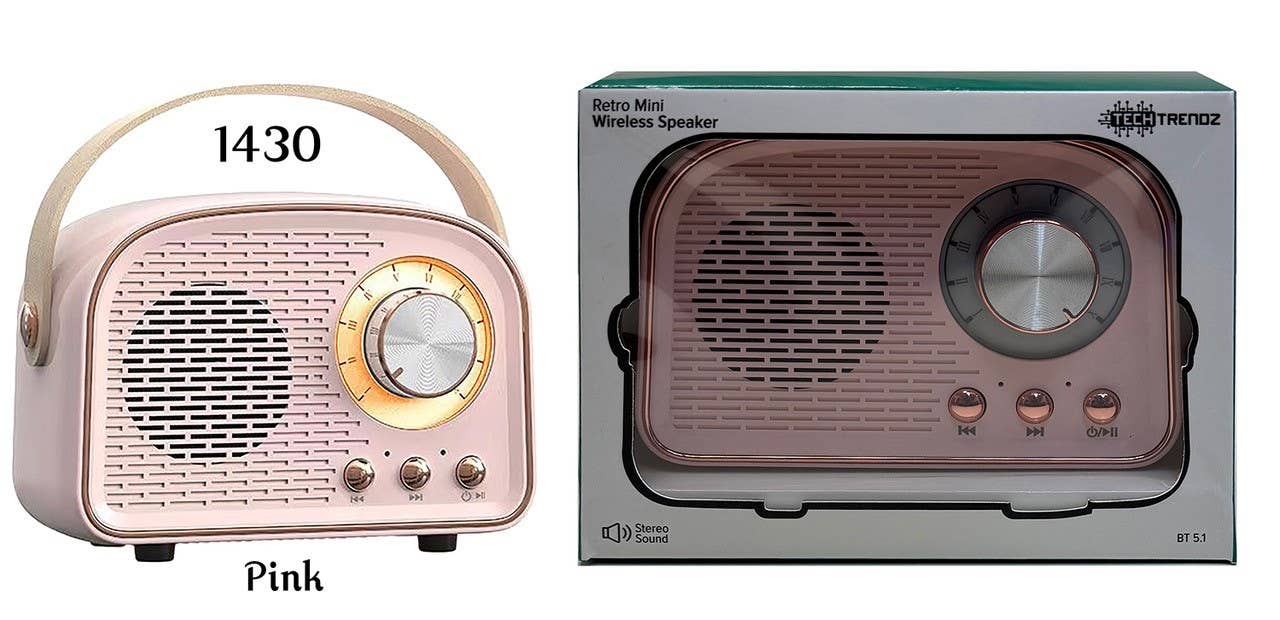 Retro Bluetooth speaker by Tech Trendz with a vintage design, portable and wireless for high-quality sound.