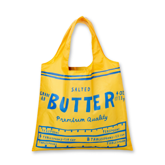 Yellow Owl Workshop Butter Art Sack eco-friendly reusable tote bag with colorful butter and floral design on natural fabric.