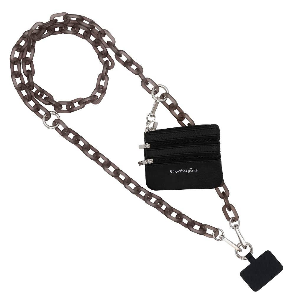 Save The Girls Clip & Go Ice Chain with pouch for phones, featuring a stylish, durable phone chain with attached pouch.