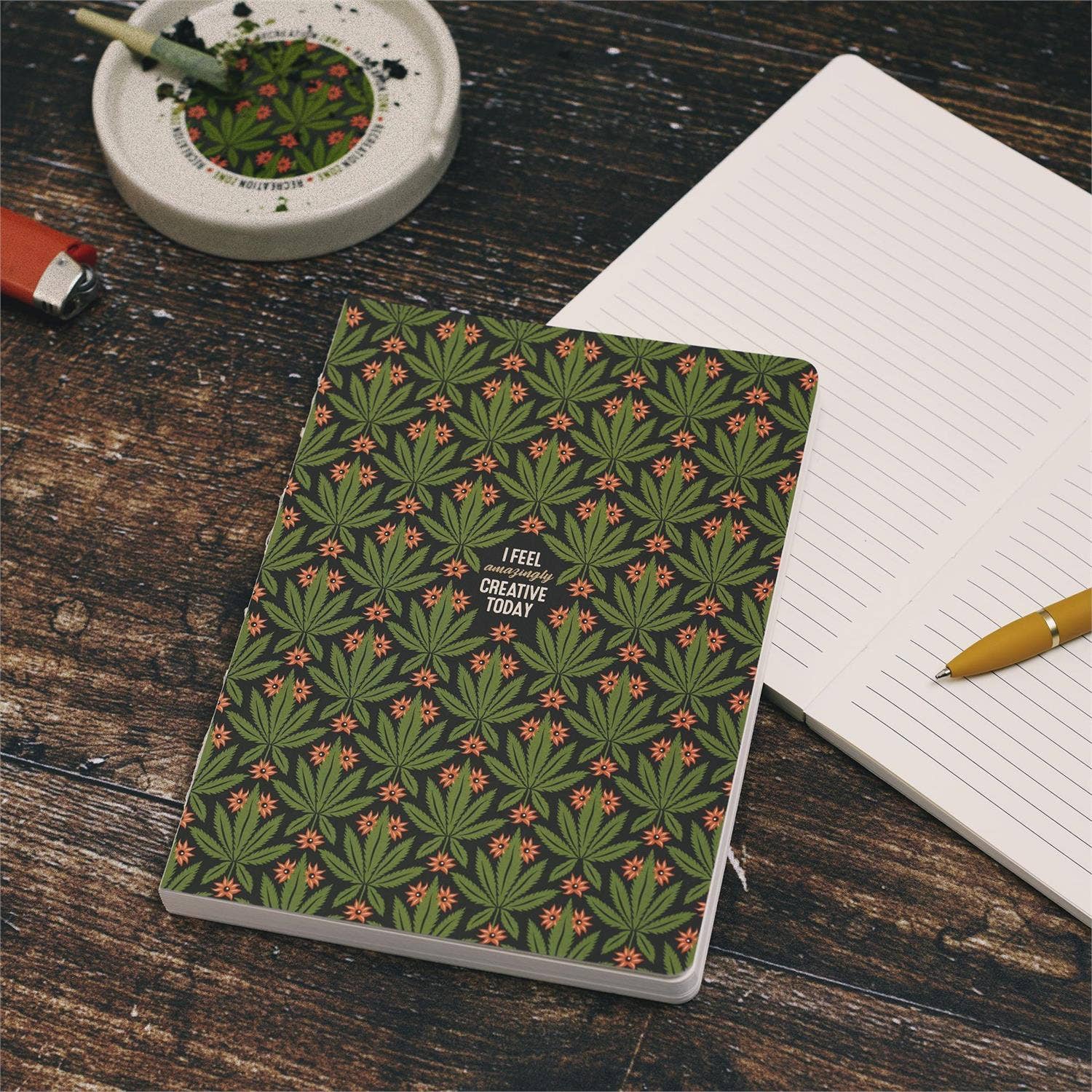 Questionables notepad titled "Amazingly Creative Journal" with lined pages, featuring a creative design on the cover.