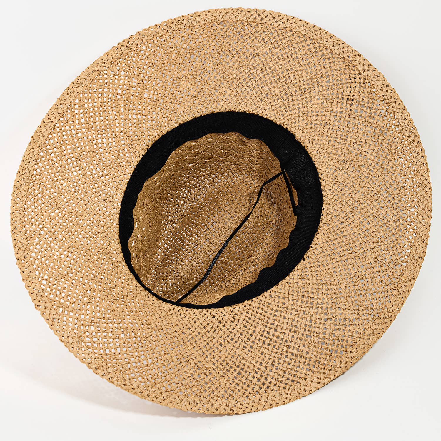 Loose weave braid band sun hat from Collections by Fame Accessories with wide brim and breathable straw material.