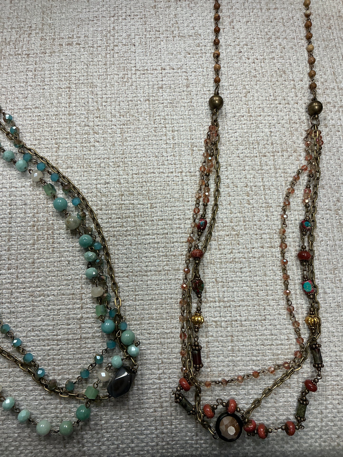 Beaded 2-in-1 necklace with colorful beads and layered design by American Unique Group, shown on a neutral background.