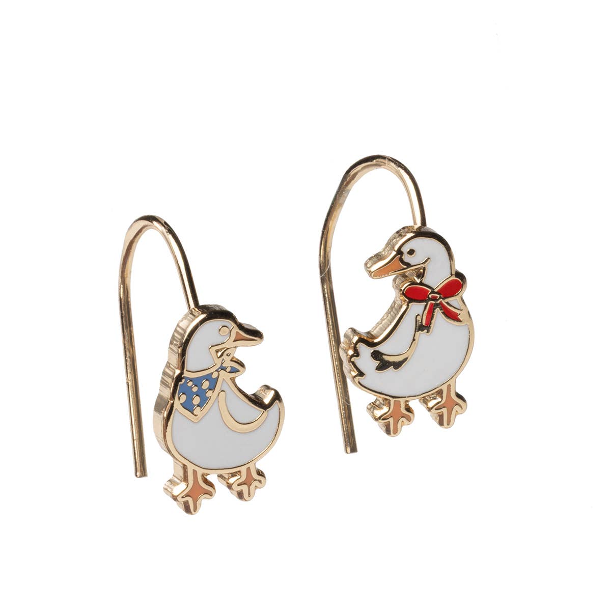 Yellow Owl Workshop duck earrings featuring playful, colorful duck designs on silver hooks, perfect for whimsical accessory style.