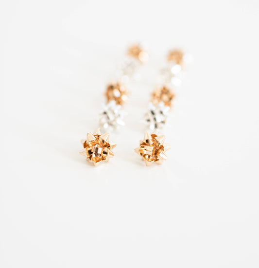 Gold Present Bow Earrings