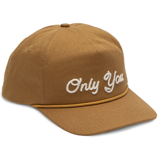 The Landmark Project Only You Chain Stitch Hat, a stylish casual hat with embroidered chain stitch design, shown in natural fabric.