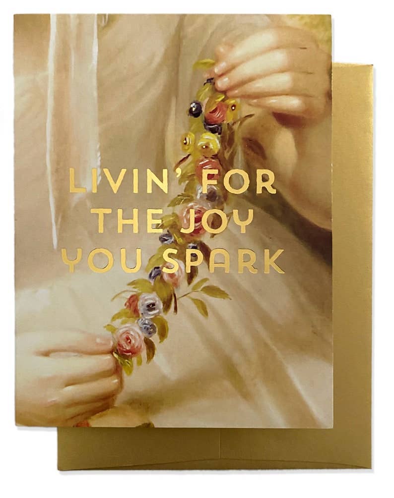 Gold foil greeting card from Billet Doux Cards, elegant design for special occasions, featuring intricate details and luxurious finish.