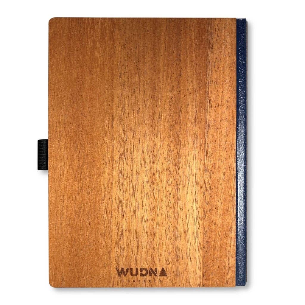 Handcrafted 6x8 wood journal by WUDN Handcrafted with a natural wood cover and lined pages for writing and note-taking.