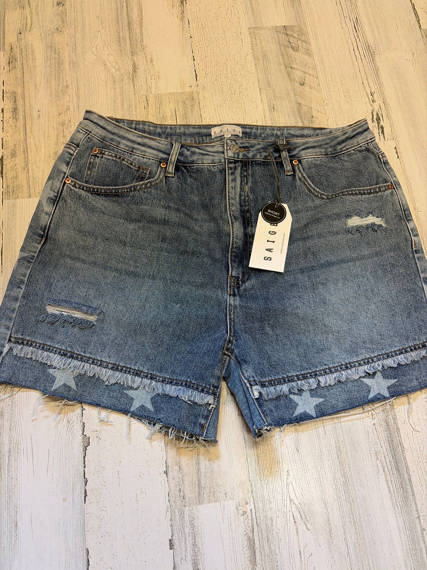 High Rise Star Denim Shorts