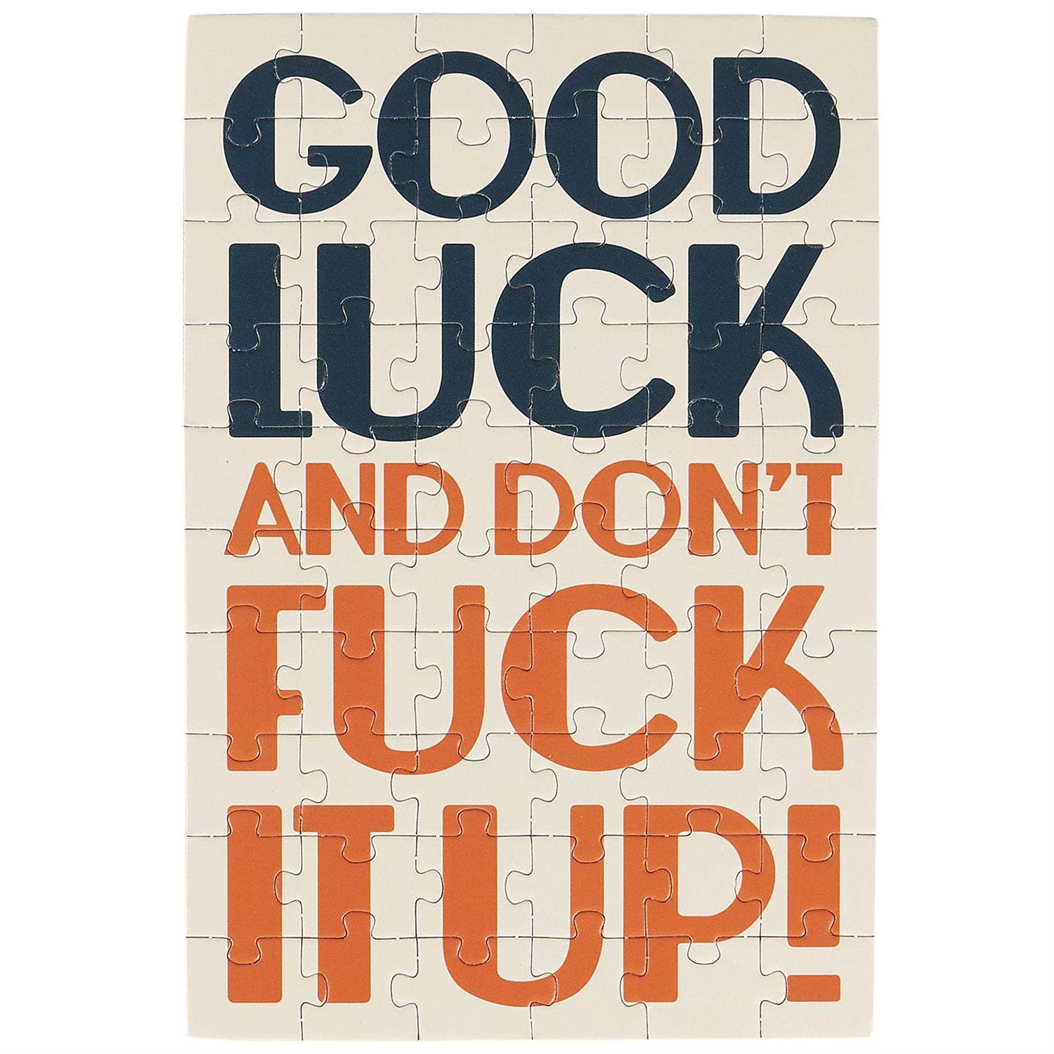 Questionables Good Luck Puzzle Card featuring colorful puzzle pieces and playful design, perfect for sending well wishes.
