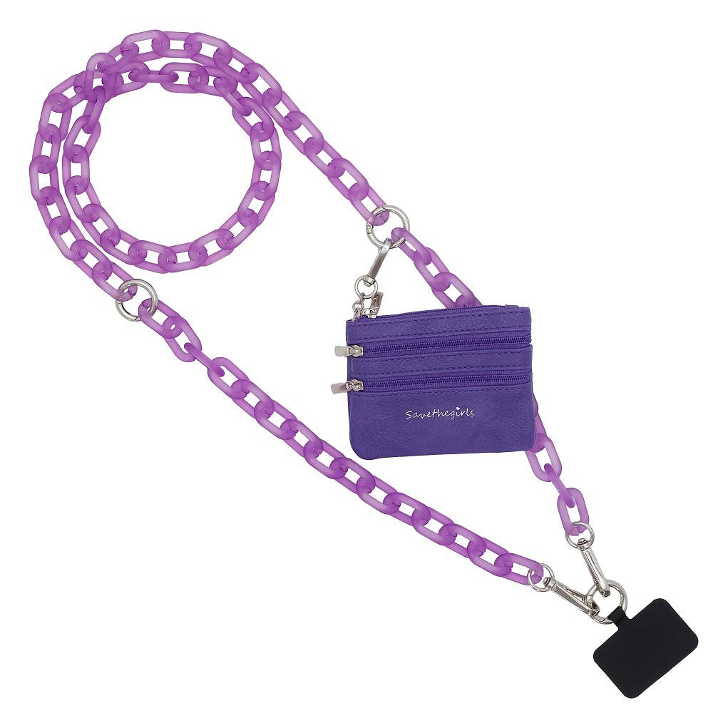 Save The Girls Clip & Go Ice Chain with Pouch for phones, featuring a stylish phone chain with pouch accessory.