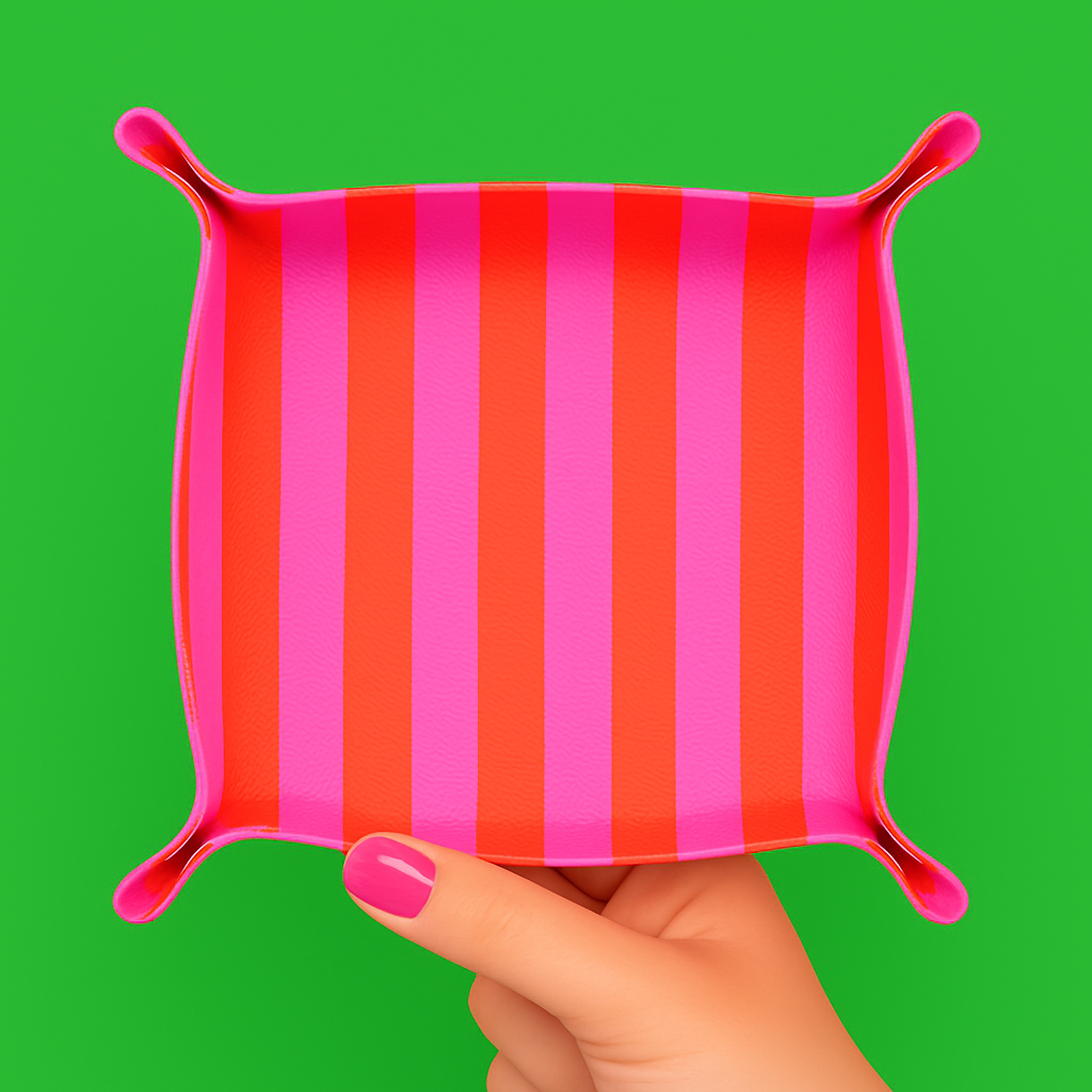 trinket tray pink orange stripe