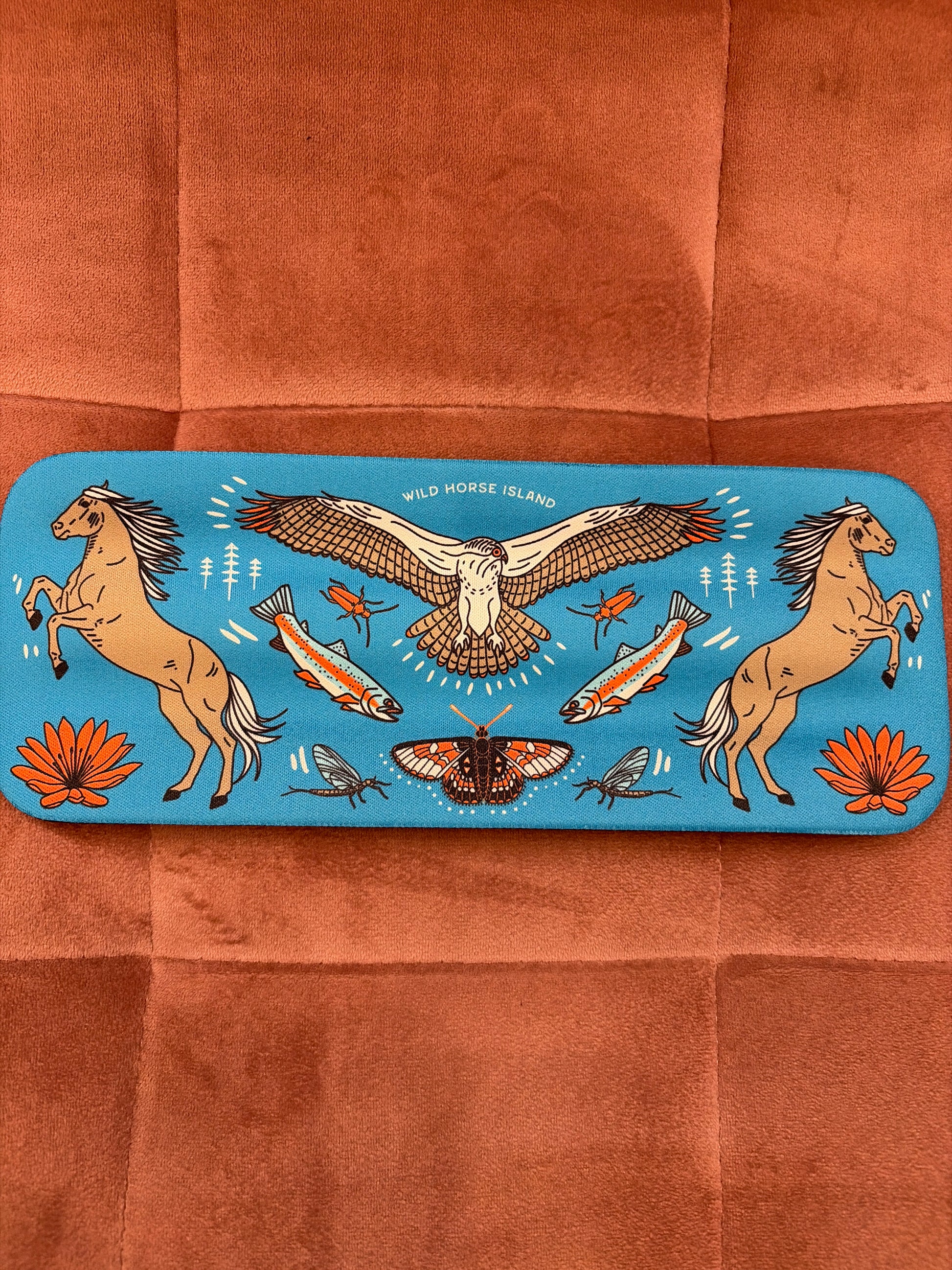 Field Guide Designs Slap Koozie for Wildhorse Island on Flathead Lake, featuring a colorful, insulated can cooler.