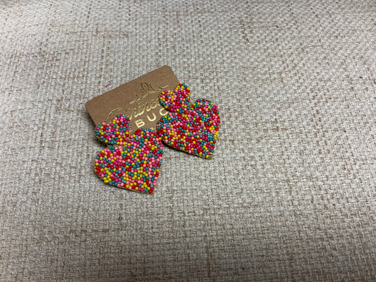 Cupcake Sprinkles Heart Earrings