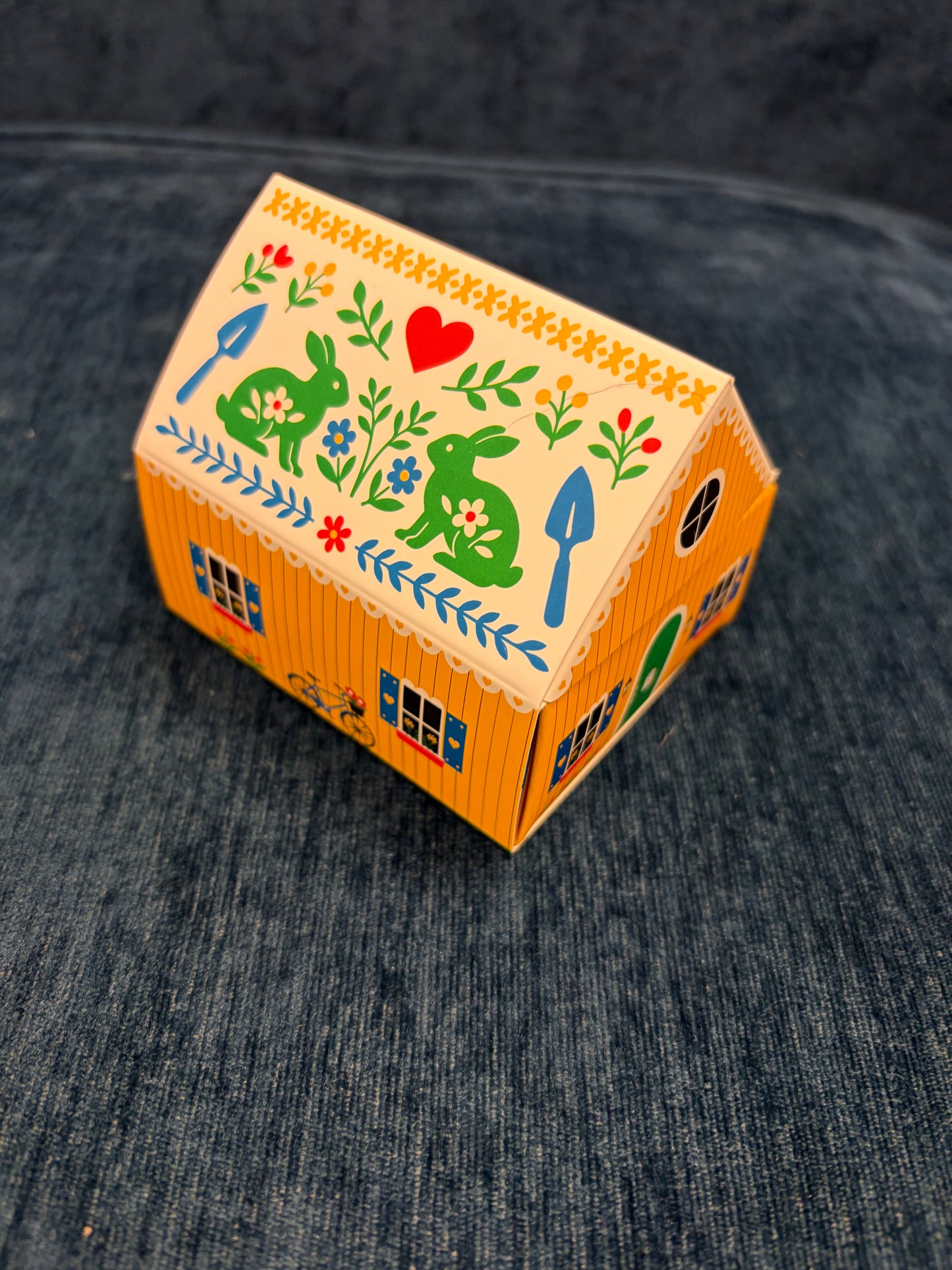 Swedish Dream® Tiny Living yellow matchbox cottage with matches inside, miniature house design in bright yellow, by Kalastyle Soap Co.