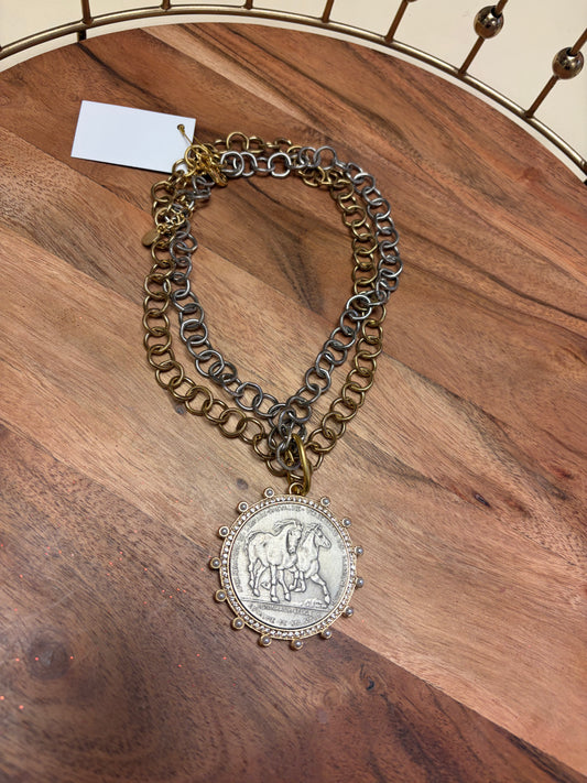 Lula 'n' Lee Hainaut 1906 Necklace featuring intricate metal design and vintage-inspired style.