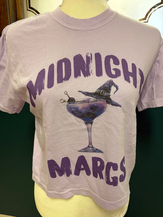 Limeberry Midnight Margs boxy tee, stylish black tops with relaxed fit, featuring a graphic design on the front.