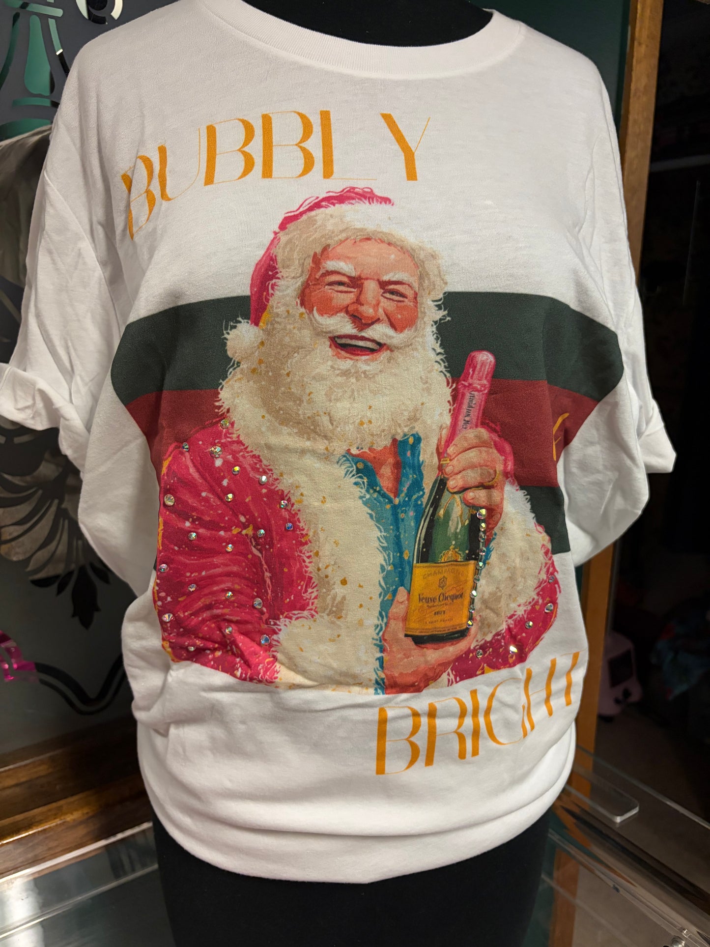 Bubbly & Bright Santa Tee
