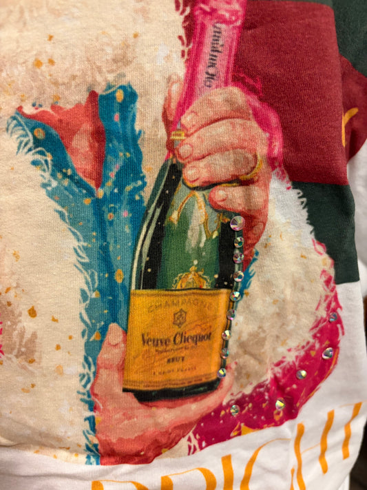Queen Gypsy Bubbly & Bright Santa Tee featuring festive red and white design, soft cotton fabric, and holiday-themed print.