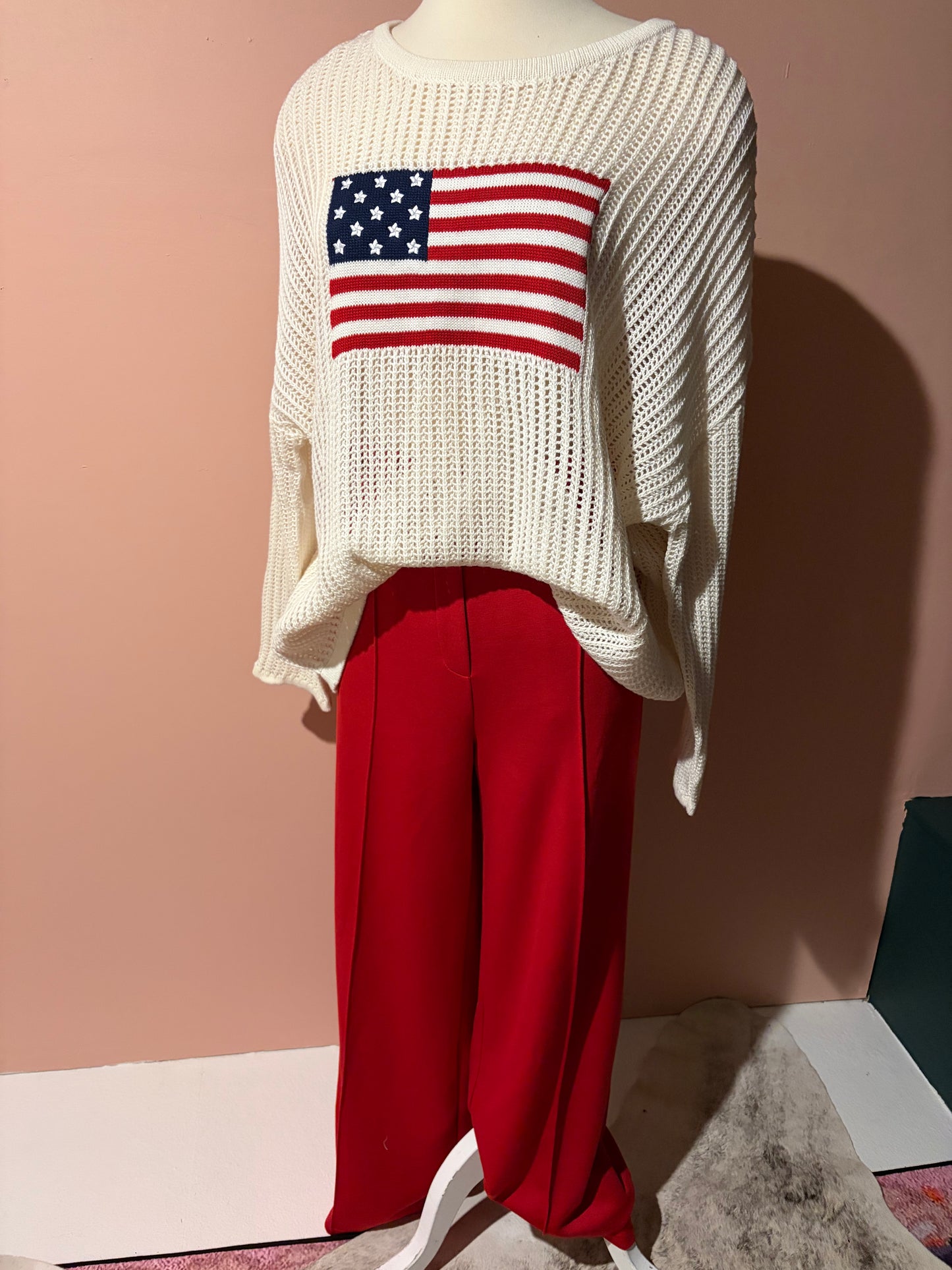 Simply Southern Patriotic Glory Mesh Pullover, lightweight women's top with patriotic flag design and comfortable mesh fabric.