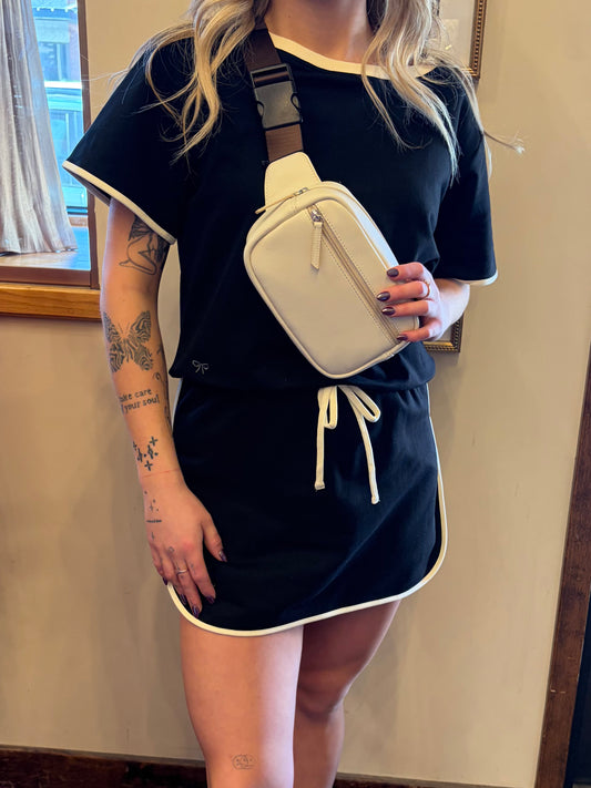 Black and cream Simply Southern skort showing a stylish shorts design with a comfortable fit and casual summer look.