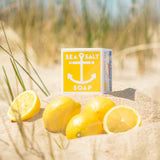 Kalastyle Soap Co. Swedish Dream Sea Salt Lemon Soap bar with sea salt and lemon zest, displayed on a neutral background.