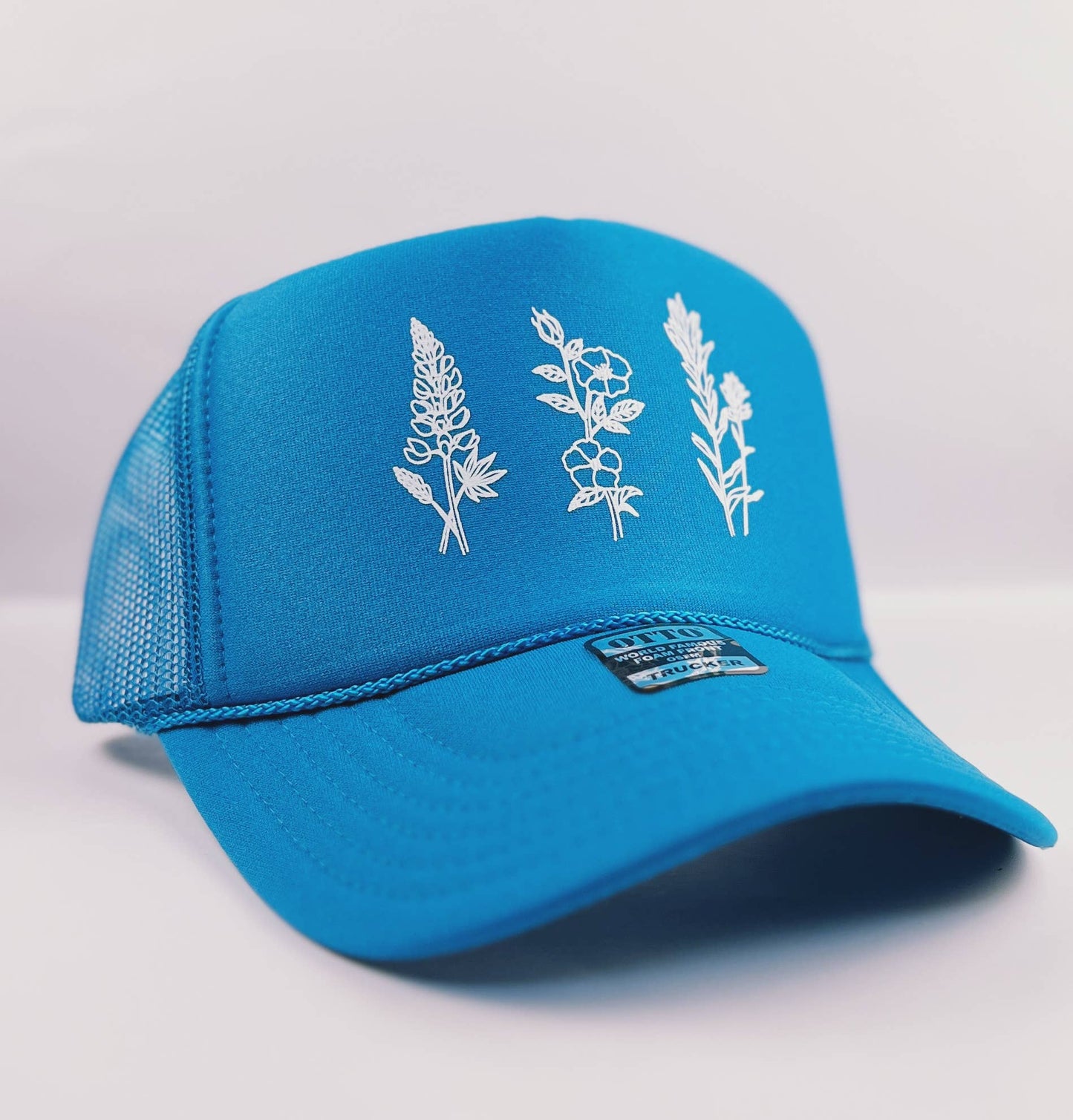 Wildflowers Adult Trucker Hat: Turquoise