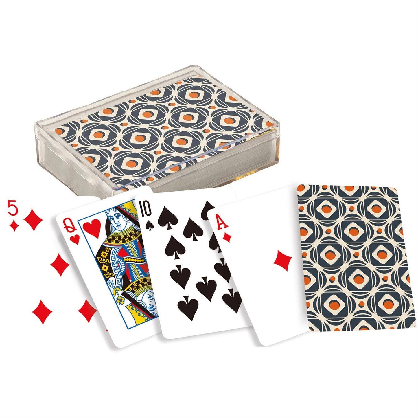 Retro Tile playing cards art by Questionables featuring colorful tile patterns on a deck of playing cards.