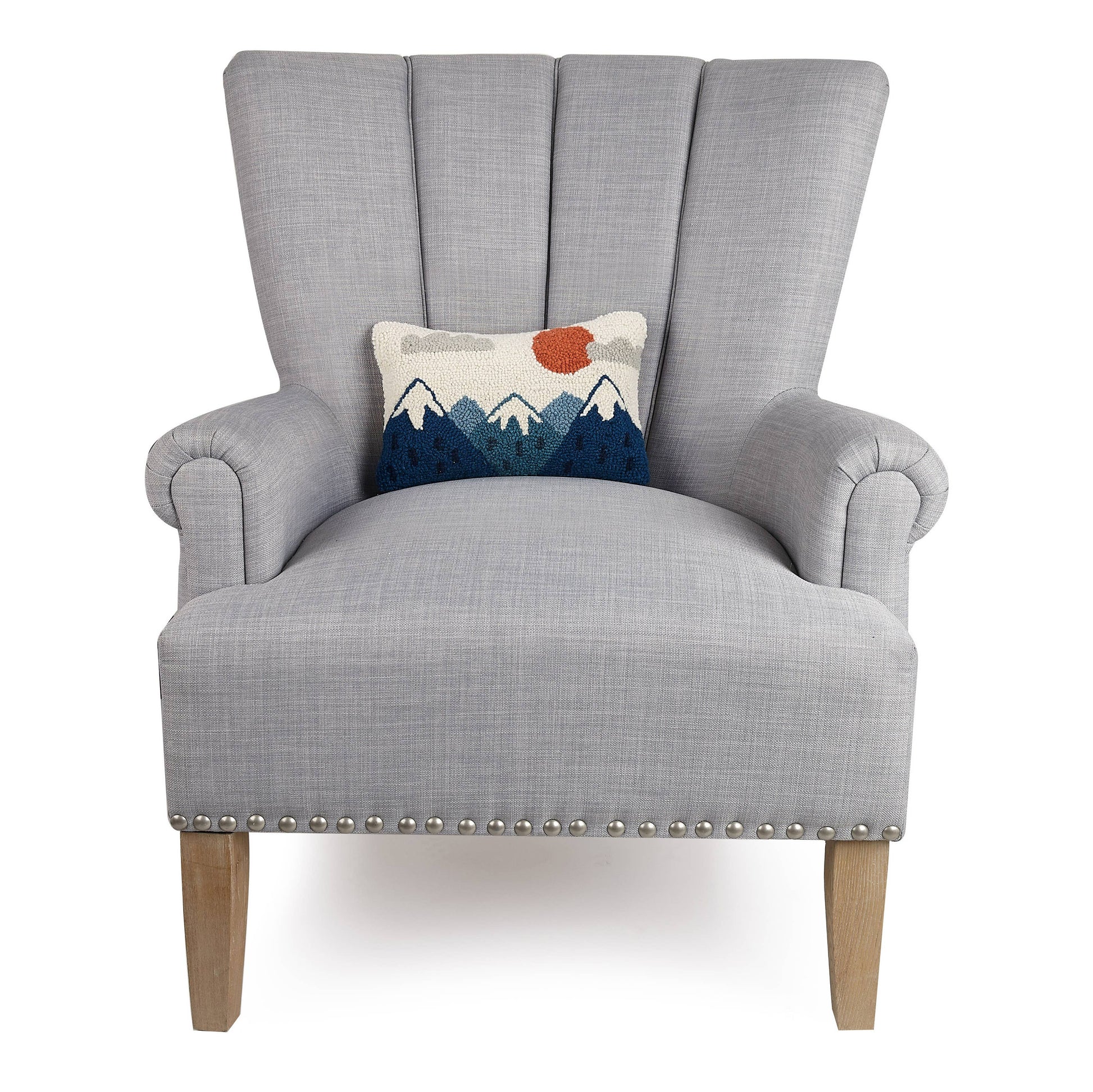 Peking Handicraft Mountains Hook Pillow featuring a mountain landscape design with colorful woven fabric on a decorative pillow.