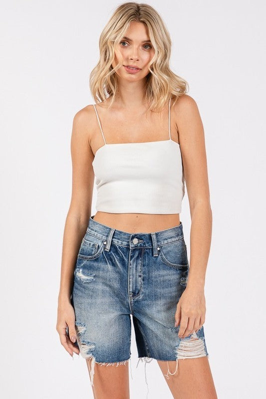 Frayed Hem Denim Shorts
