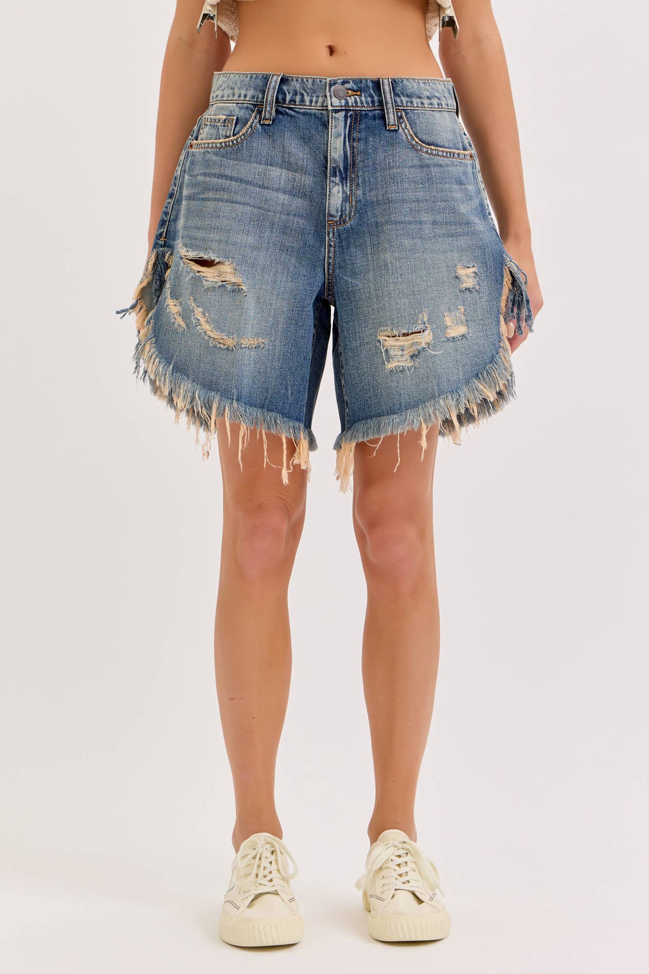 Mid Waisted Cut Off Shorts [WV69940TD]