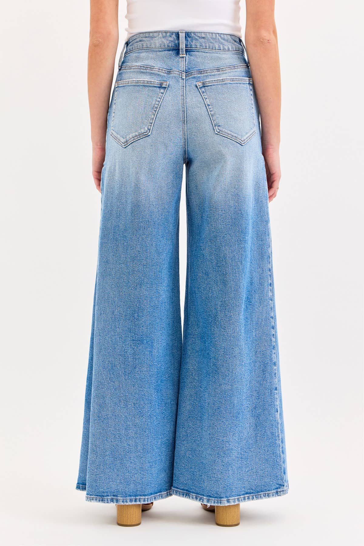 High Rise Wide Leg Jean with Side Triangular Tuck