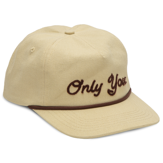 The Landmark Project Only You Chain Stitch Hat with embroidered design, featuring a casual, stylish hat in a natural fabric.