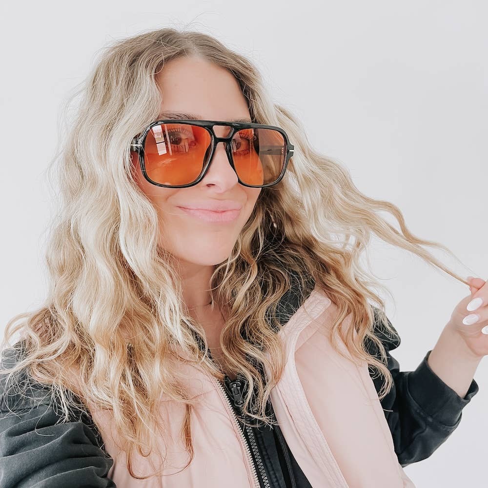 Pretty Simple Natalie oversized aviator sunglasses with metal frames and tinted lenses, stylish and trendy eyewear.