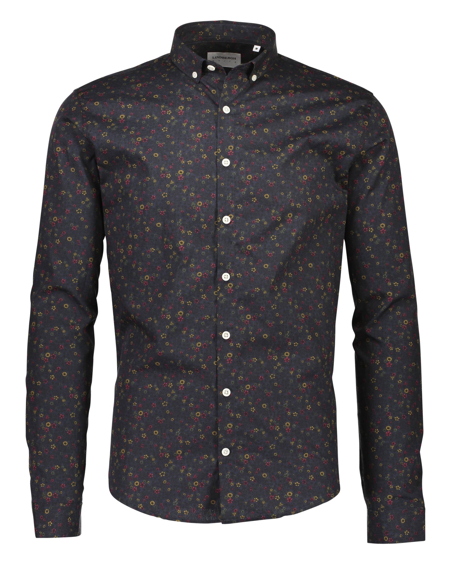 Men's Lindbergh long-sleeve dress shirt with a ditsy floral print, stylish button-up design and classic collar.