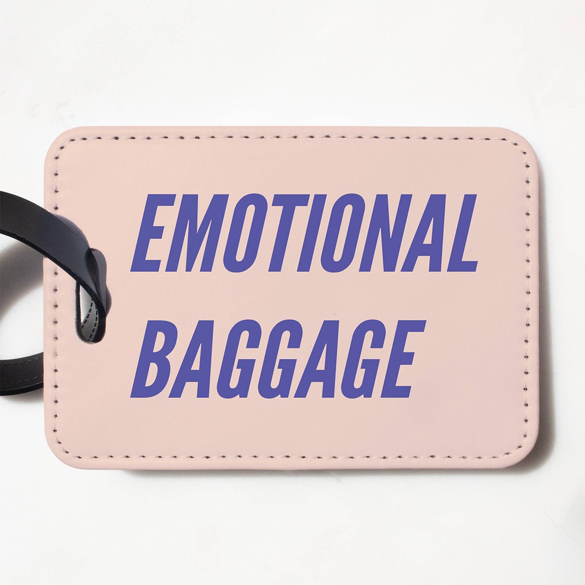 Funny emotional baggage luggage tag by Crimson and Clover Studio with humorous design and clear identification features.