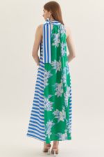 Entro bow neck floral dress with a bow detail, lightweight fabric, and vibrant floral pattern perfect for spring and summer wear.